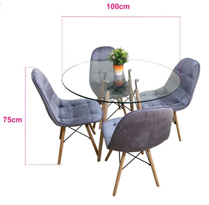 Comedor de cuatro sillas VELVET + Mesa de Cristal