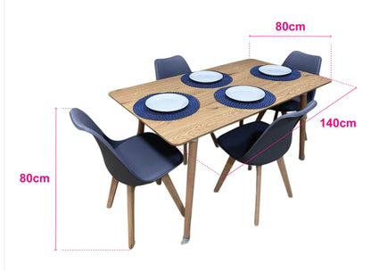 Comedor de 4 sillas TULIP + Mesa de madera laminada rectangular