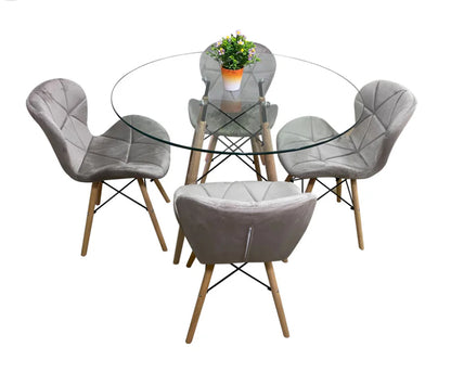 Comedor de cuatro sillas modernas + Mesa de Cristal