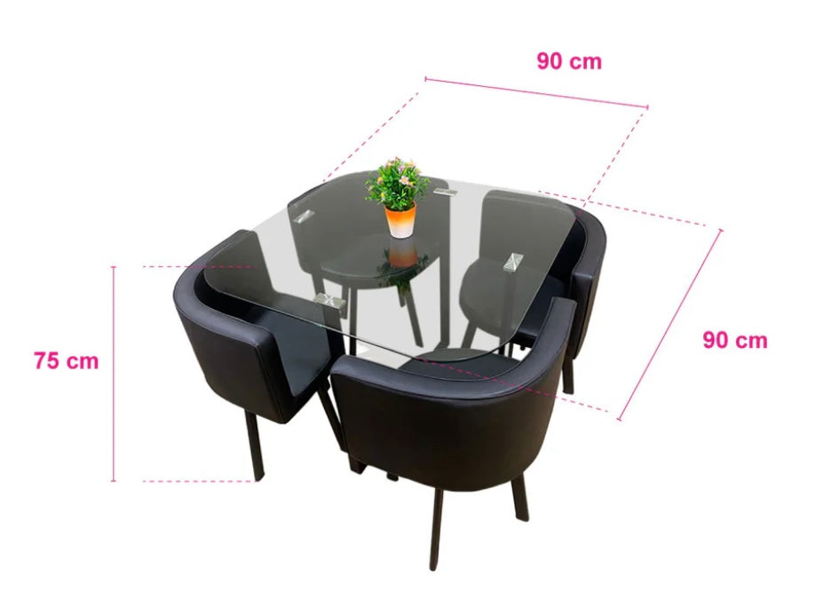 Comedor compacto - Mesa con tope de cristal