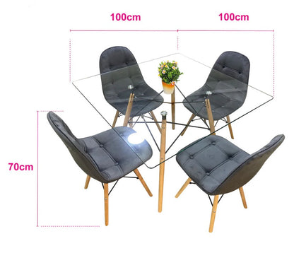 Comedor de cuatro sillas VELVET + Mesa de Cristal