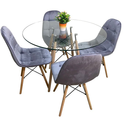 Comedor de cuatro sillas VELVET + Mesa de Cristal