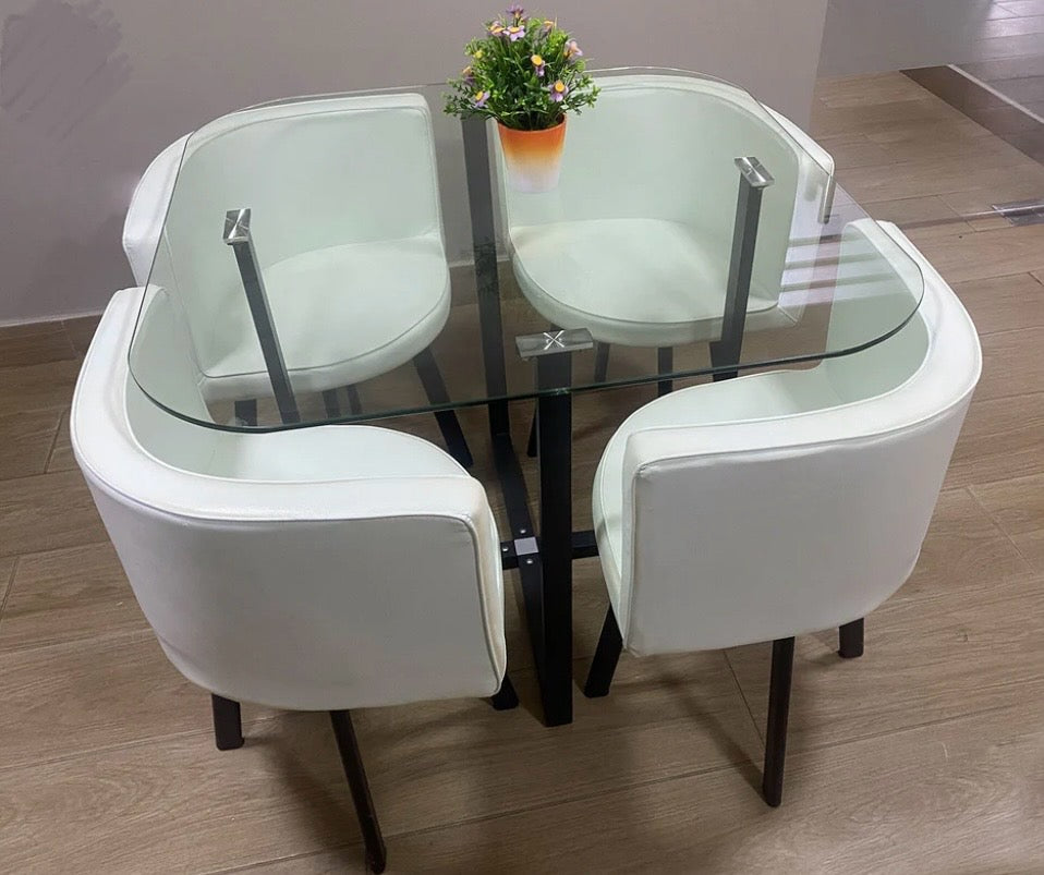 Comedor compacto - Mesa con tope de cristal