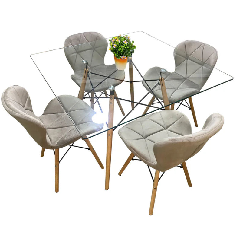 Comedor de cuatro sillas modernas + Mesa de Cristal