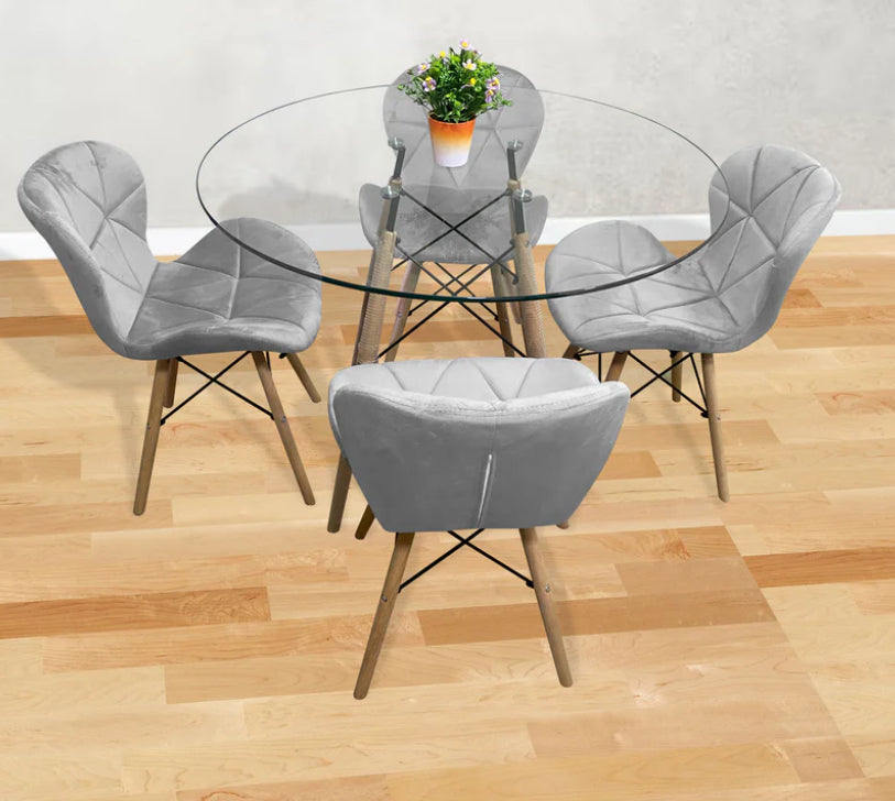 Comedor de cuatro sillas modernas + Mesa de Cristal