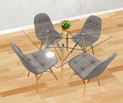 Comedor de cuatro sillas VELVET + Mesa de Cristal